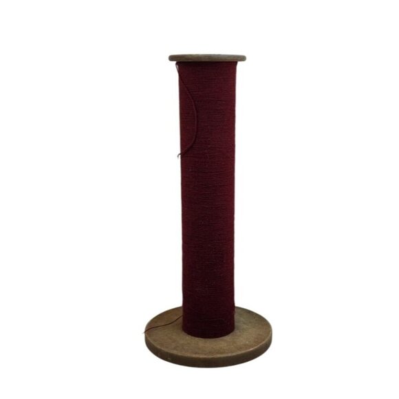 Vintage Spinning Machine Textile Spool Bobbin With Burgundy Thread Yarn 13x6 inc - Picture 10 of 10
